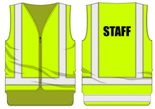 Load image into Gallery viewer, Zip-up-Vest-Yellow-Staff-Front-Back
