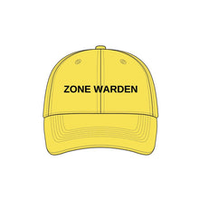 Load image into Gallery viewer, Yellow cap with 'ZONE WARDEN' text on a white background
