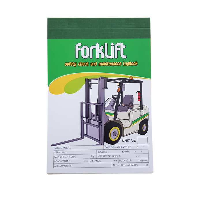 Forklift Duplicate Single Shift Pre Start Safety Checklist and Maintenance Logbook cover