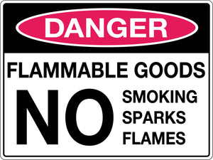 Danger Sign Flammable Goods No Smoking Sparks Flames