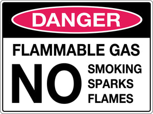 Danger Sign Flammable Gas No Smoking Sparks Flames