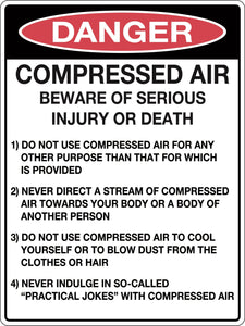 Danger Sign Compressed Air Beware of Serious Injury or Death