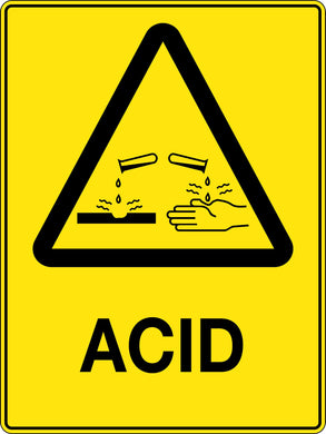 Caution Acid Sign showing hazardous materials