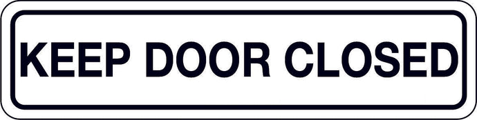 Keep Door Closed Sticker Sign with black text on white background