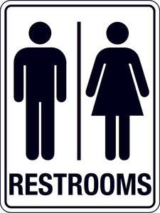 Restrooms Sign with pictures for male and female