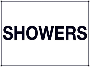 Showers Sign with black text on white background