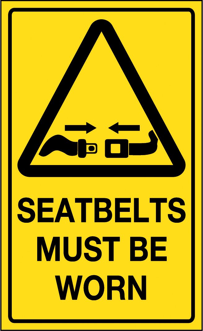 Seat Belt Ust Be Worn At All Ties Safety Sign - Self Adhesive Sticker - View #5