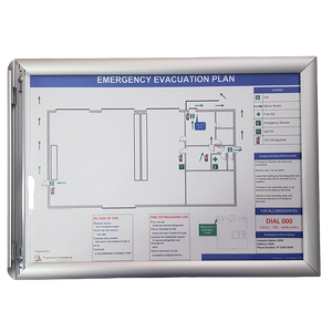 A4 Evacuation Diagram Holders - Silver Snap Lock Frames