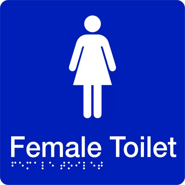 BTS002 Female Toilet Braille Sign with symbol and braille text