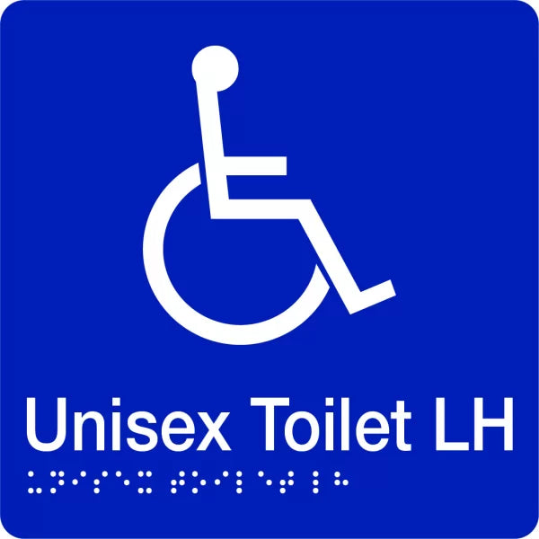 Unisex Braille Sign 'Disabled Toilet Left Hand'