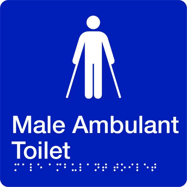 Blue Male Ambulant Toilet Braille Sign