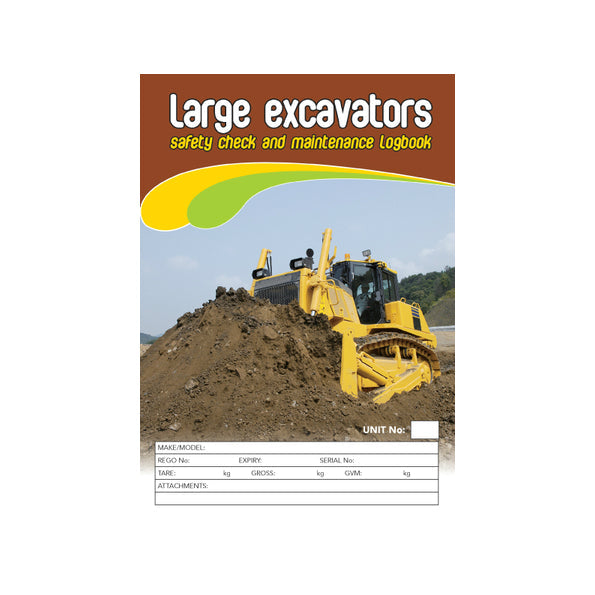 Large Excavator Carbonless Safety Pre Start Checklist Log Book cover