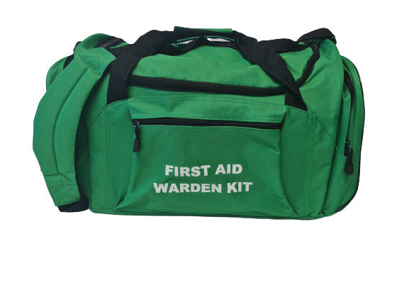 Green Duffle Bag with text First Aid Warden Kit