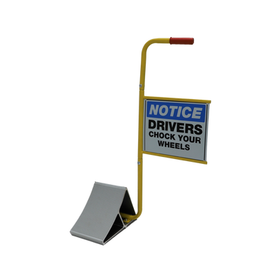 Truck Wheel Chock with Handle and Sign Image