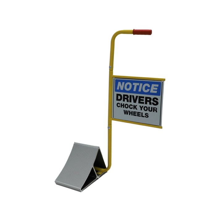 Truck Wheel Chock with Handle and Sign Image