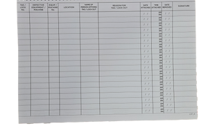Lock Out / Tag Out / Isolation Register Book