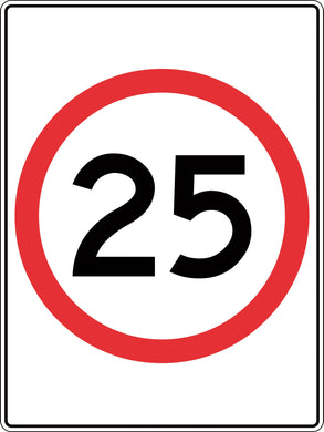 Speed Zone Traffic Sign 25 km per hour in red roundel