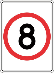 Speed Zone Traffic Sign 8 km per hour in red roundel