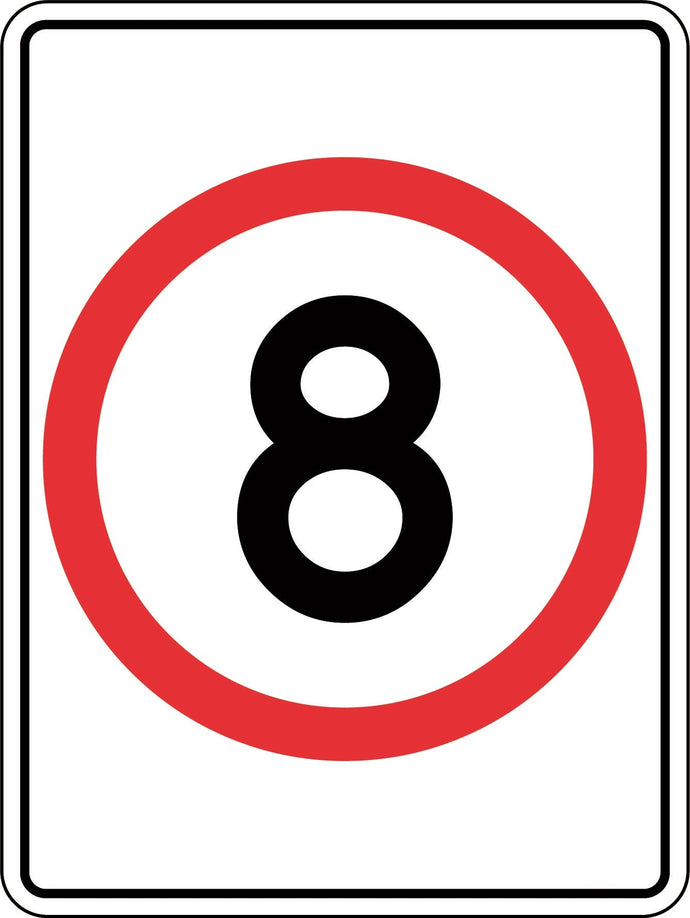 Speed Zone Traffic Sign 8 km per hour in red roundel